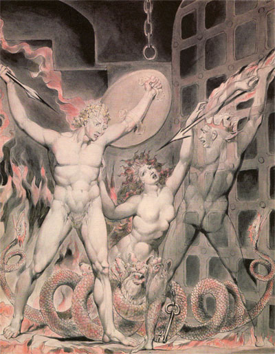 William Blake, Satan, Sin and Death, 1808, watercolour.