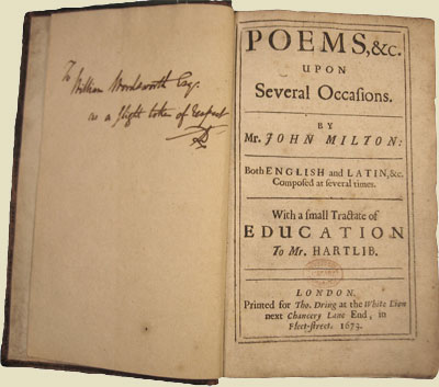 Titlepage to the first edition of Paradise Lost (1667)