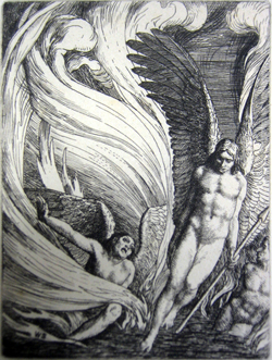 Illustration by Gustave Dore for Miltons Paradise Lost, Book VI, lines 874,  875