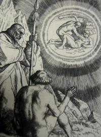 Michael summarises the events of the Bible for Adam - here Cain and Abel.